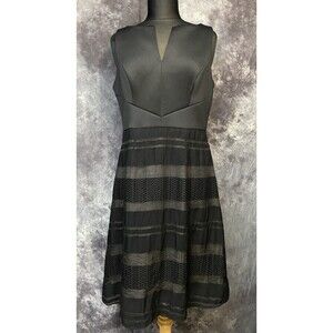 Lovely by Adrianna Papell Black Sleeveless Illusion Overlay Dress Size 12